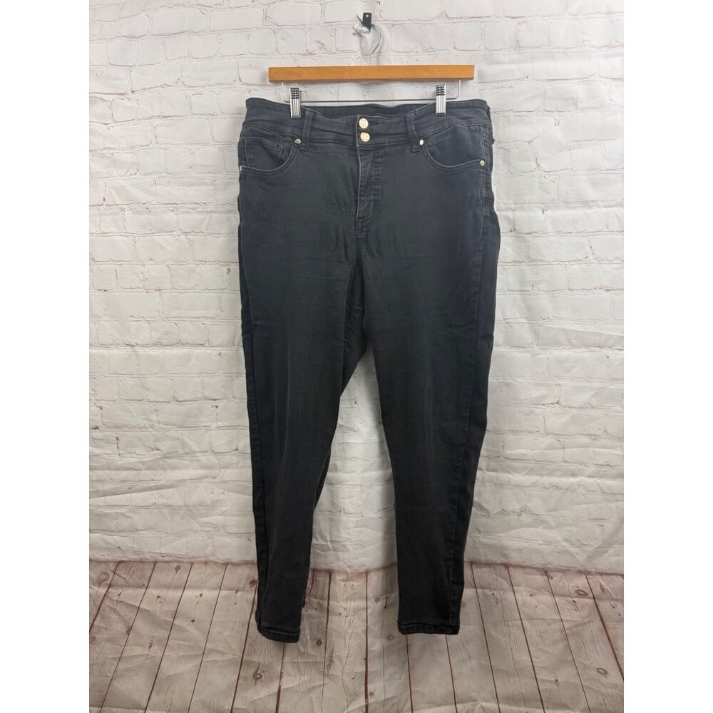 Anne Klein Jeans Womens Size 16W Black High Rise Skinny Casual Stretch (READ)
